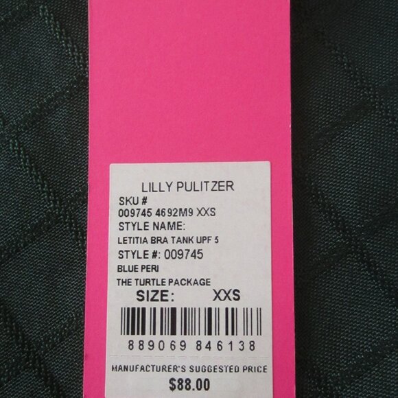 NWT LILLY PULITZER Women's Letitia Bra Tank UPF 5 XXS Blue Peri Removable Pads - Picture 7 of 11